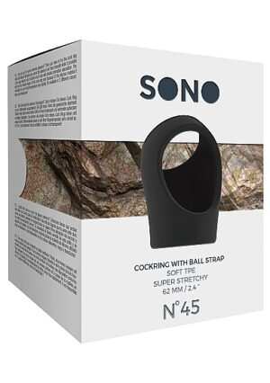 Sono - No.45 - Cock Ring with Ball Strap - Black - Afbeelding 3