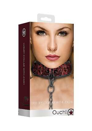 Luxury Collar with Leash - Burgundy - Afbeelding 3
