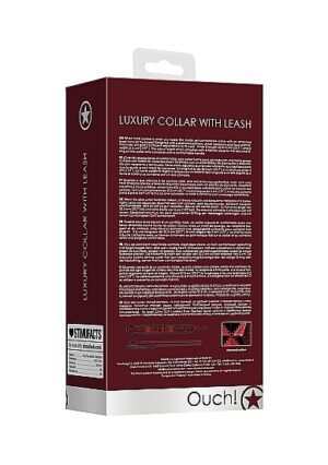 Luxury Collar with Leash - Burgundy - Afbeelding 4