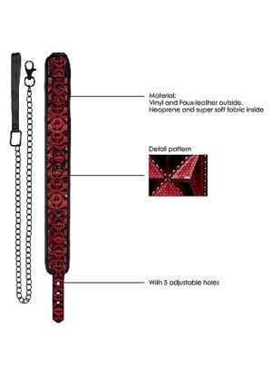 Luxury Collar with Leash - Burgundy - Afbeelding 7