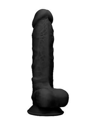 Silicone Dildo With Balls - Black - 17.8 cm