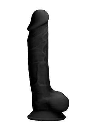 Silicone Dildo With Balls - Black - 17.8 cm - Afbeelding 3