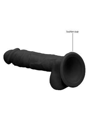 Silicone Dildo With Balls - Black - 17.8 cm - Afbeelding 6