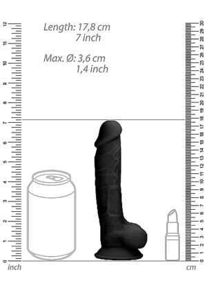 Silicone Dildo With Balls - Black - 17.8 cm - Afbeelding 8