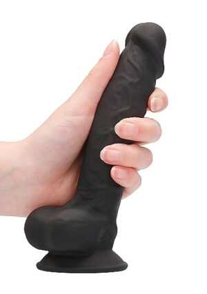 Silicone Dildo With Balls - Black - 17.8 cm - Afbeelding 9