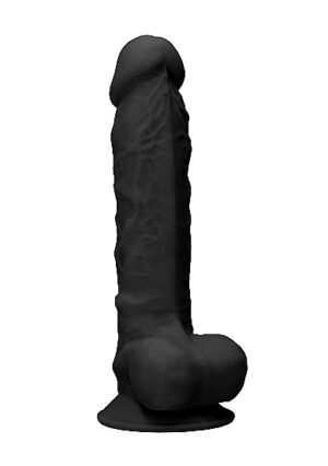 Silicone Dildo With Balls - Black - 22.8 cm