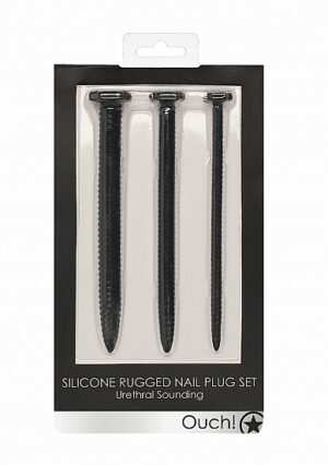 Silicone Rugged Nail Plug Set - Urethral Sounding - Black - Afbeelding 3