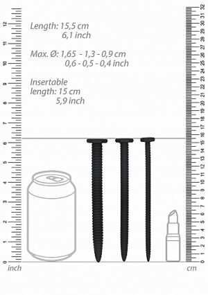 Silicone Rugged Nail Plug Set - Urethral Sounding - Black - Afbeelding 4