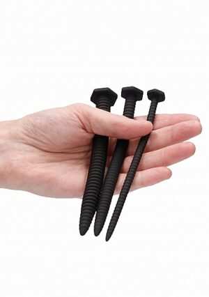 Silicone Rugged Nail Plug Set - Urethral Sounding - Black - Afbeelding 6