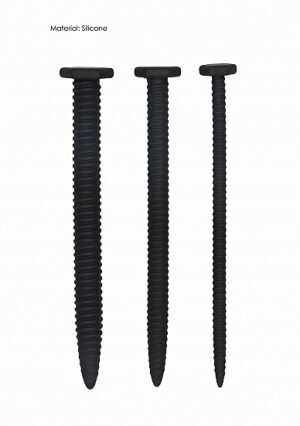 Silicone Rugged Nail Plug Set - Urethral Sounding - Black - Afbeelding 8