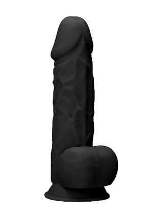 Silicone Dildo With Balls - Black - 21.6 cm