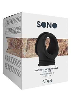 Sono - No.48 - Cock Ring with Ball Strap - Black - Afbeelding 3