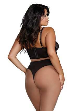 Stretch Mesh Stretch Galloon Lace Bustier - Black - 1XL - Afbeelding 6