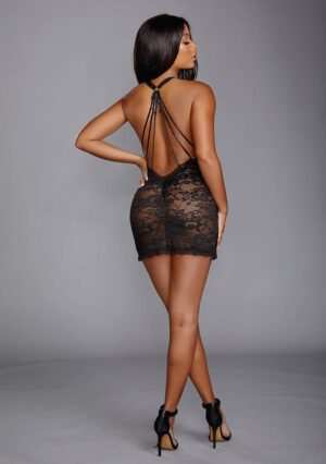 Lace Chemise With Scalloped Edge Lace - Black - S - Afbeelding 4