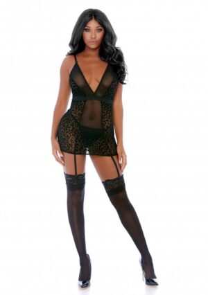 Feline Frisky Chemise Set - Black - S - Afbeelding 3