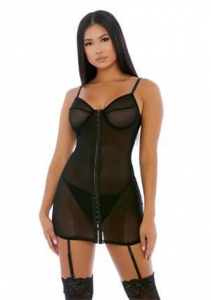 Hook Me Up Chemise Set - Black - S