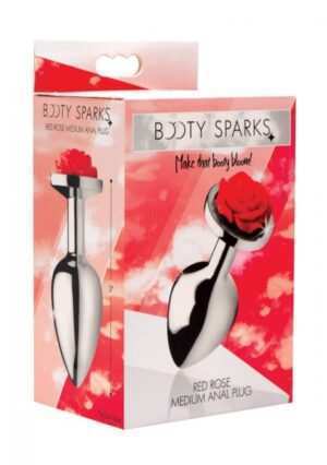 Red Rose Butt Plug - Medium - Red - Afbeelding 3