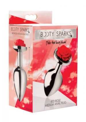 Red Rose Butt Plug - Medium - Red - Afbeelding 4