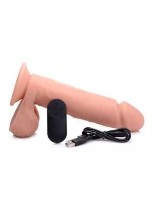 9 Inch Vibrating Remote Control Silicone Dildo with Balls - Fles - Afbeelding 4