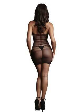 High Lace Neck Net Mini Dress - Black - O/S - Afbeelding 4