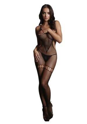Net High Neck Bodystocking - Black - O/S - Afbeelding 3