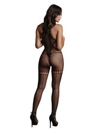 Net High Neck Bodystocking - Black - O/S - Afbeelding 4