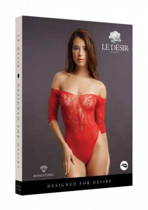 Crotchless Rhinestone Teddy - Red - O/S - O/S - Afbeelding 10