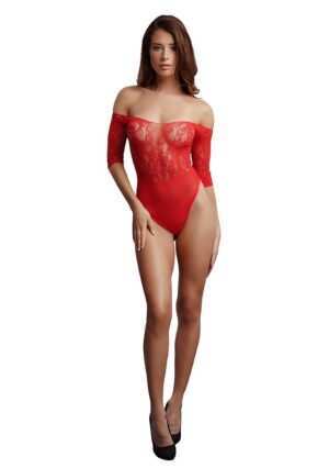 Crotchless Rhinestone Teddy - Red - O/S - O/S - Afbeelding 3