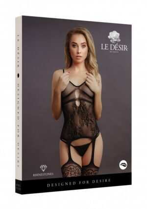 Suspender Rhinestone Bodystocking - Black - O/S - O/S - Afbeelding 10