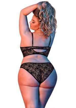 Underwire Bralette & Panty Set - Black - L/ XL - Afbeelding 5