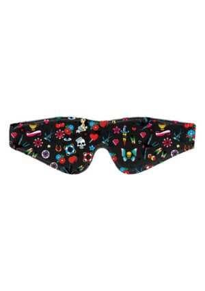 Printed Eye Mask - Old School Tattoo Style - Black - Afbeelding 4