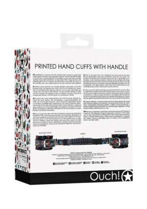 Printed Handcuffs with Handle - Old School Tattoo Style - Black - Afbeelding 3