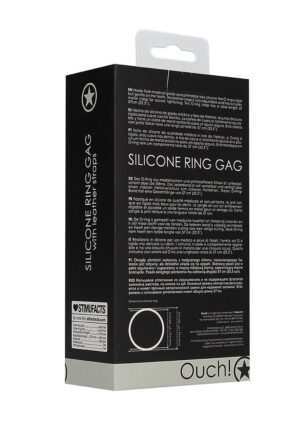 Silicone Ring Gag - With Leather Straps - Black - Afbeelding 3