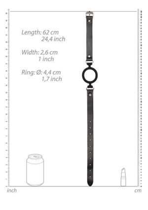 Silicone Ring Gag - With Leather Straps - Black - Afbeelding 4