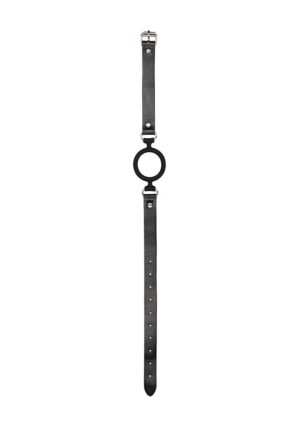 Silicone Ring Gag - With Leather Straps - Black - Afbeelding 6
