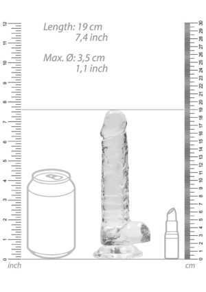 7" / 17 cm Realistic Dildo with Balls Transparent - Afbeelding 3