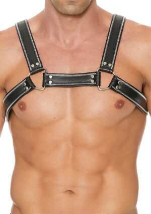 Z Series Chest Bulldog Harness - Leather - Black/Black-L/XL