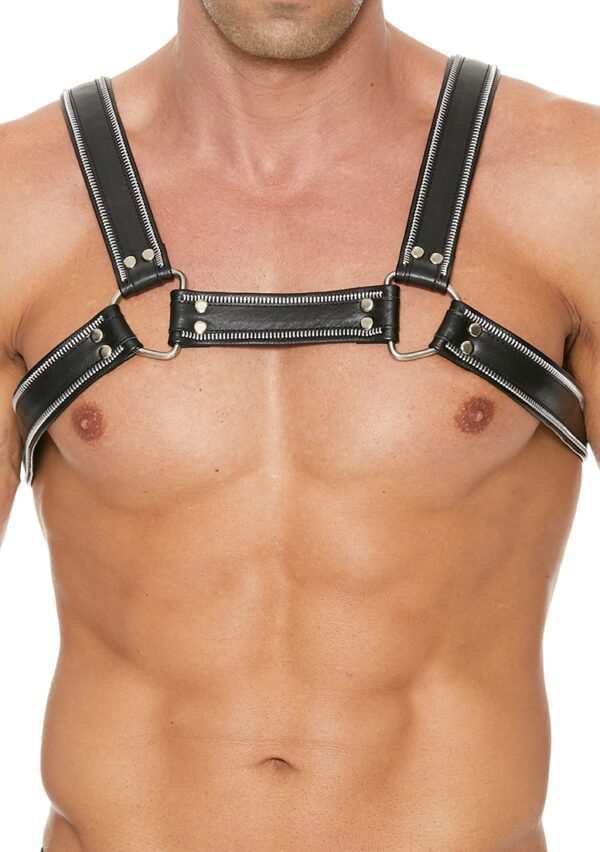 uom016blklxl 1.jpg Z Series Chest Bulldog Harness - Leather - Black/Black-L/XL