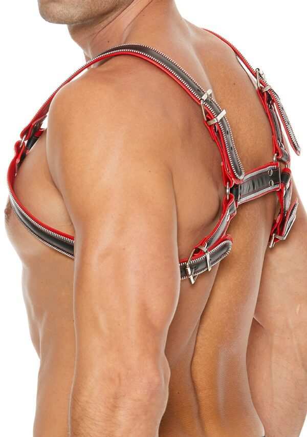 Z Series Chest Bulldog Harness - Leather - Black/Red - L/XL