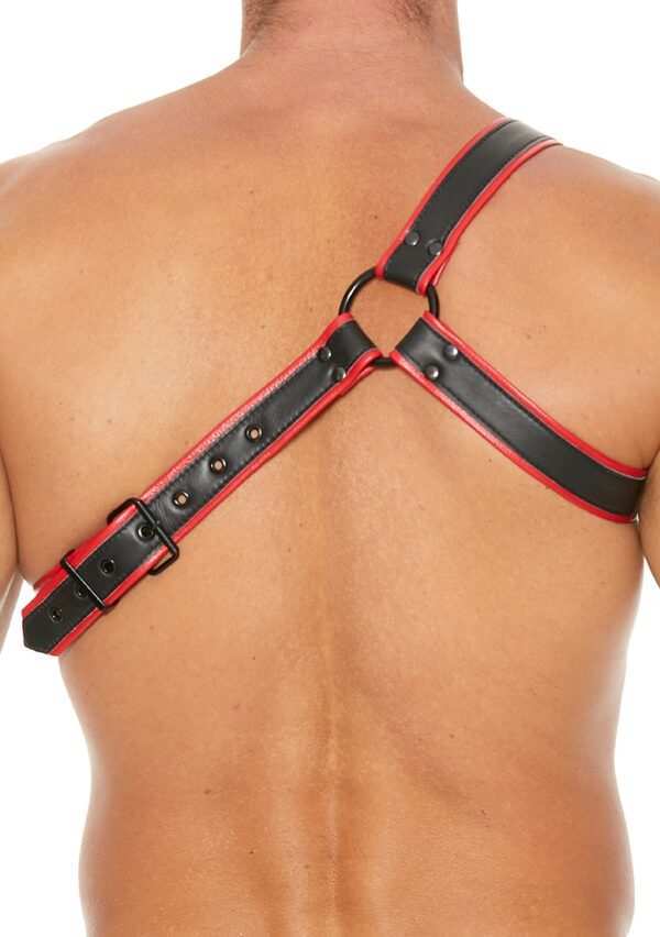 Gladiator Harness - Premium Leather - Black/Red - One Size
