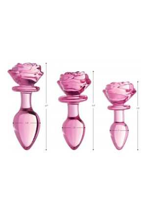 Glass Large Anal Plug - Pink Rose - Afbeelding 4