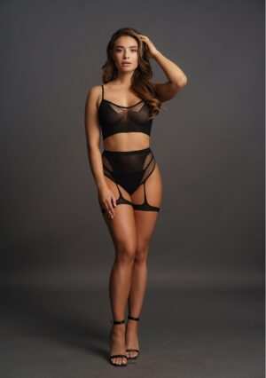 2PC Bra set with garters - Black - O/S - Afbeelding 7