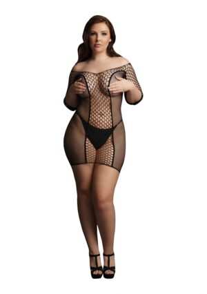 Duo Net Sleeved Mini Dress - Black - OSX - Afbeelding 6