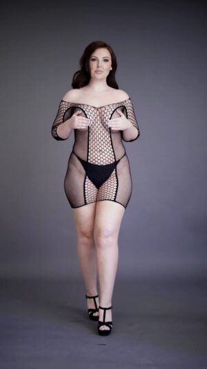 Duo Net Sleeved Mini Dress - Black - OSX - Afbeelding 9