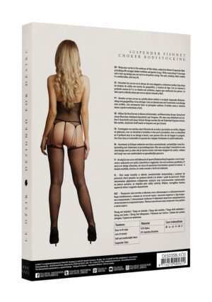 Suspender Fishnet Choker Bodystocking - Black - O/S - Afbeelding 7