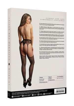 Fishnet and lace garterbelt stockings - Black - O/S - Afbeelding 4