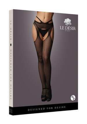 Suspender pantyhose with strappy waist - Black - O/S - Afbeelding 3
