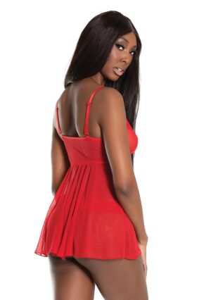 Trim Babydoll And Thong - Red - QS - Afbeelding 3