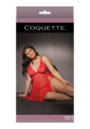 Trim Babydoll And Thong - Red - QS - Afbeelding 5