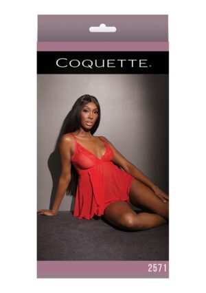 Trim Babydoll And Thong - Red - OS - Afbeelding 5